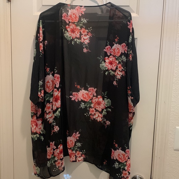 Shein Floral Print Chiffon Kimono Large 8/10 - Picture 4 of 9